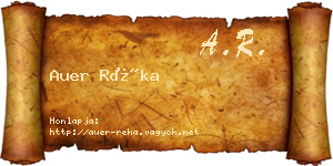 Auer Réka névjegykártya